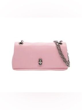 Chic Pink Leather Shoulder Bag with Silver Chain Strap